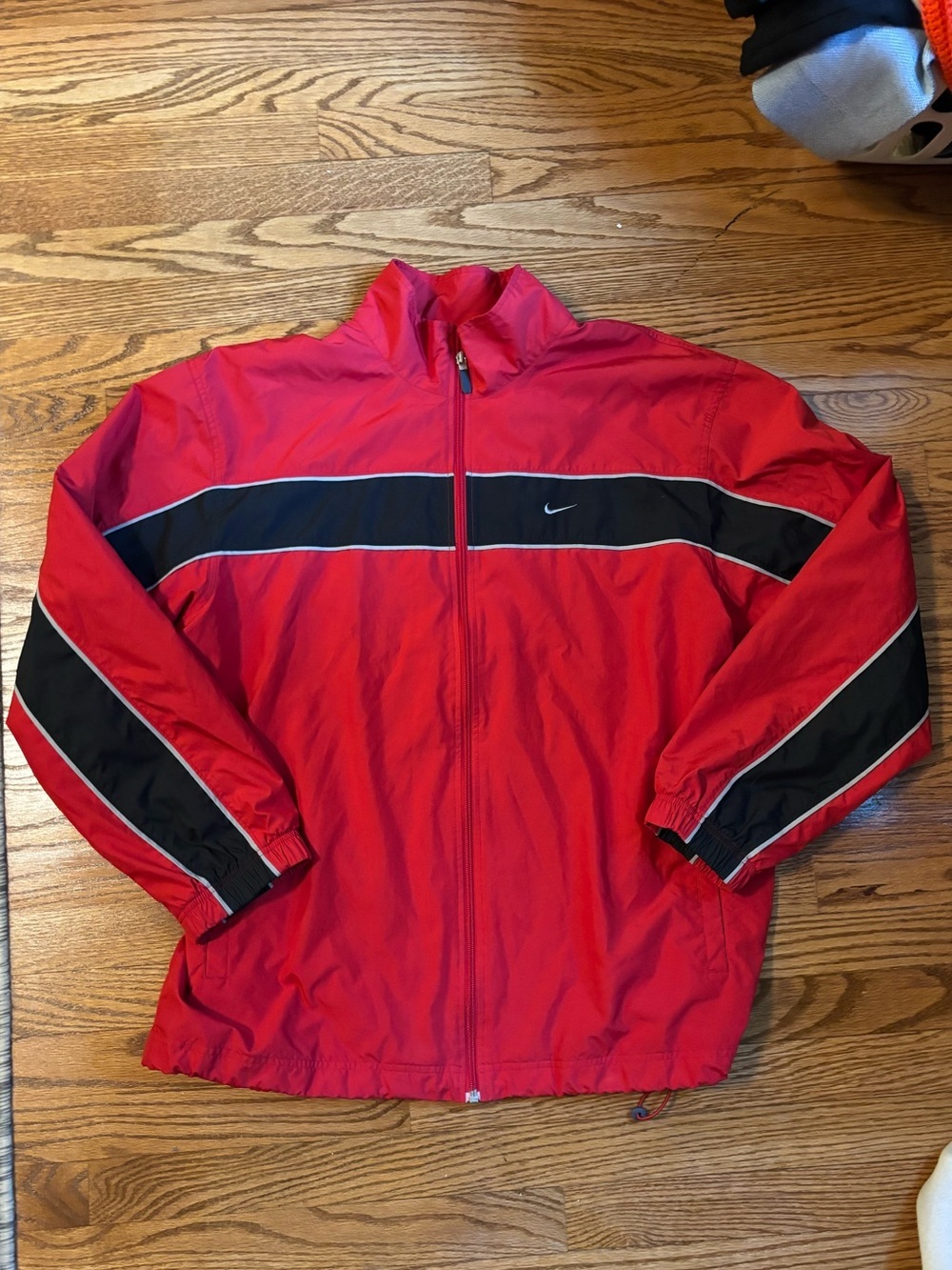 Nike Red & Black Full Zip Windbreaker Jacket Y2K Swoosh Track Jacket XL